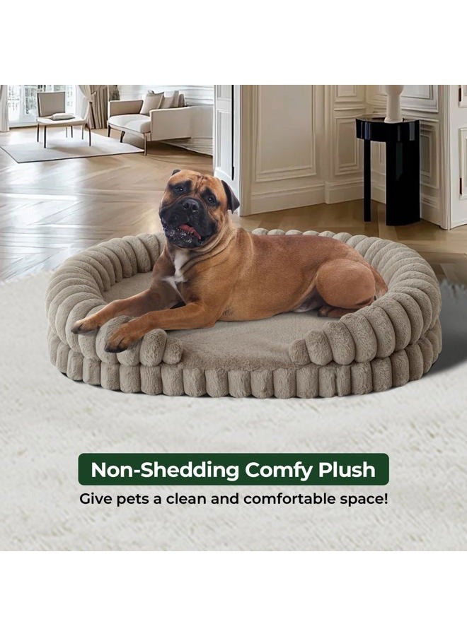 Balance Calming Dog Bed for Extra Large Dogs, 42 Inches Oval Washable XL Pet Bed with Sides, Orthopedic Pet Couch Sofa with Non-Slip Bottom, Oatmeal - Image 3