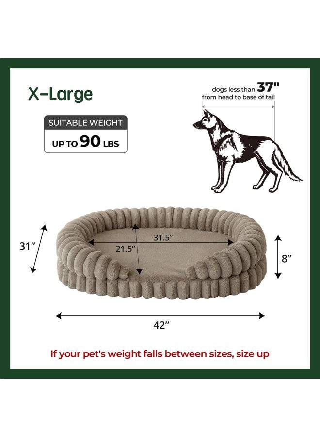 Balance Calming Dog Bed for Extra Large Dogs, 42 Inches Oval Washable XL Pet Bed with Sides, Orthopedic Pet Couch Sofa with Non-Slip Bottom, Oatmeal - Image 5