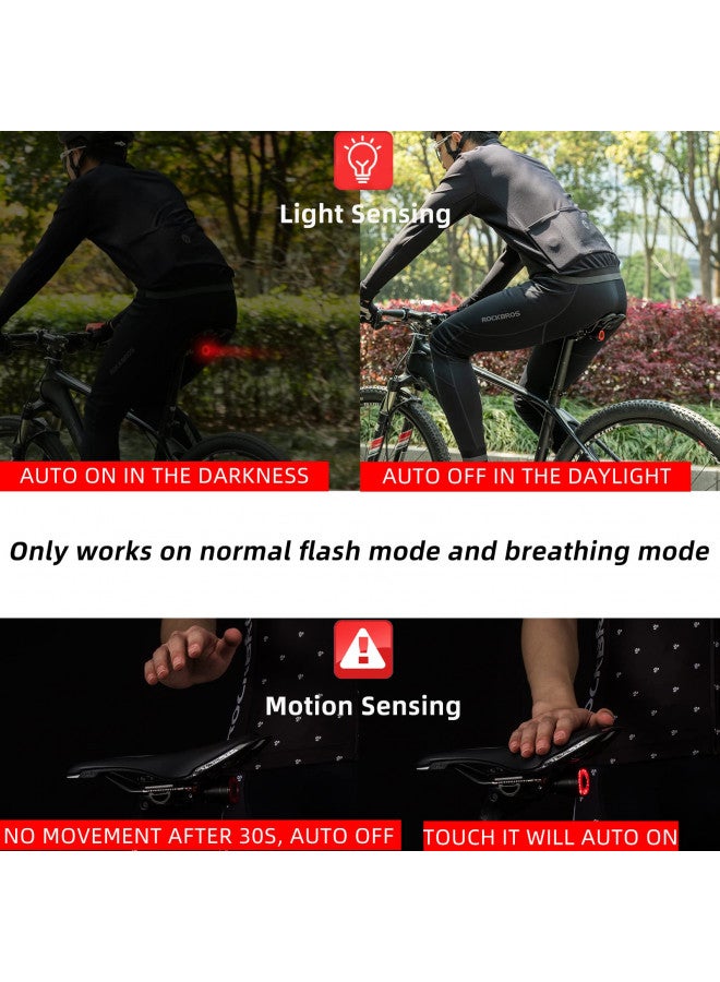 Rockbros ROCKBROS Bike Tail Light Smart,Brake Sensing Bicycle Rear Lights for Night Ride,Ultra Bright LED Back Lights,Type C USB Rechargeable,IPX6 Waterproof,Cycling Safety Taillight Accessories - Image 3
