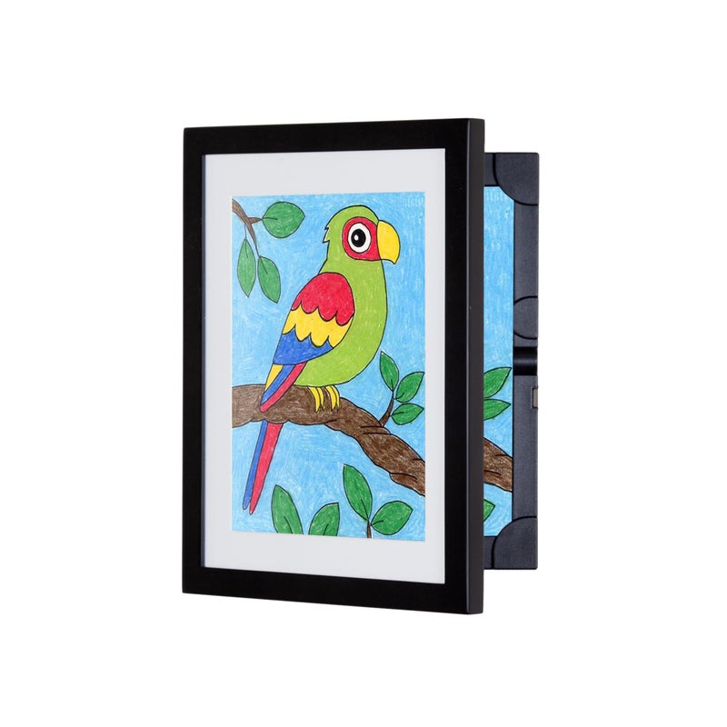 Dynamic Frames Lil Davinci Art Cabinet Stores up to 50 Pieces of 9x12 inch Art Outer Wooden Frame 1175 x 1475 inches Kids Art Frame Front Opening Universal Hanging Black