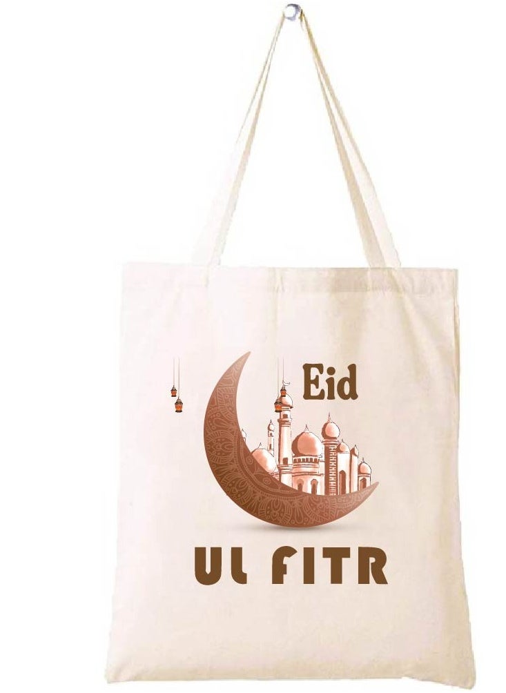 PRINTSHOP4ME - Eid Cotton Shopper Bag - Reusable and Eco-Friendly Canvas Tote Bag for Women - Gift for Eid - Perfect for Shopping and Everyday Use - Celebrate Eid in Style - Image 1