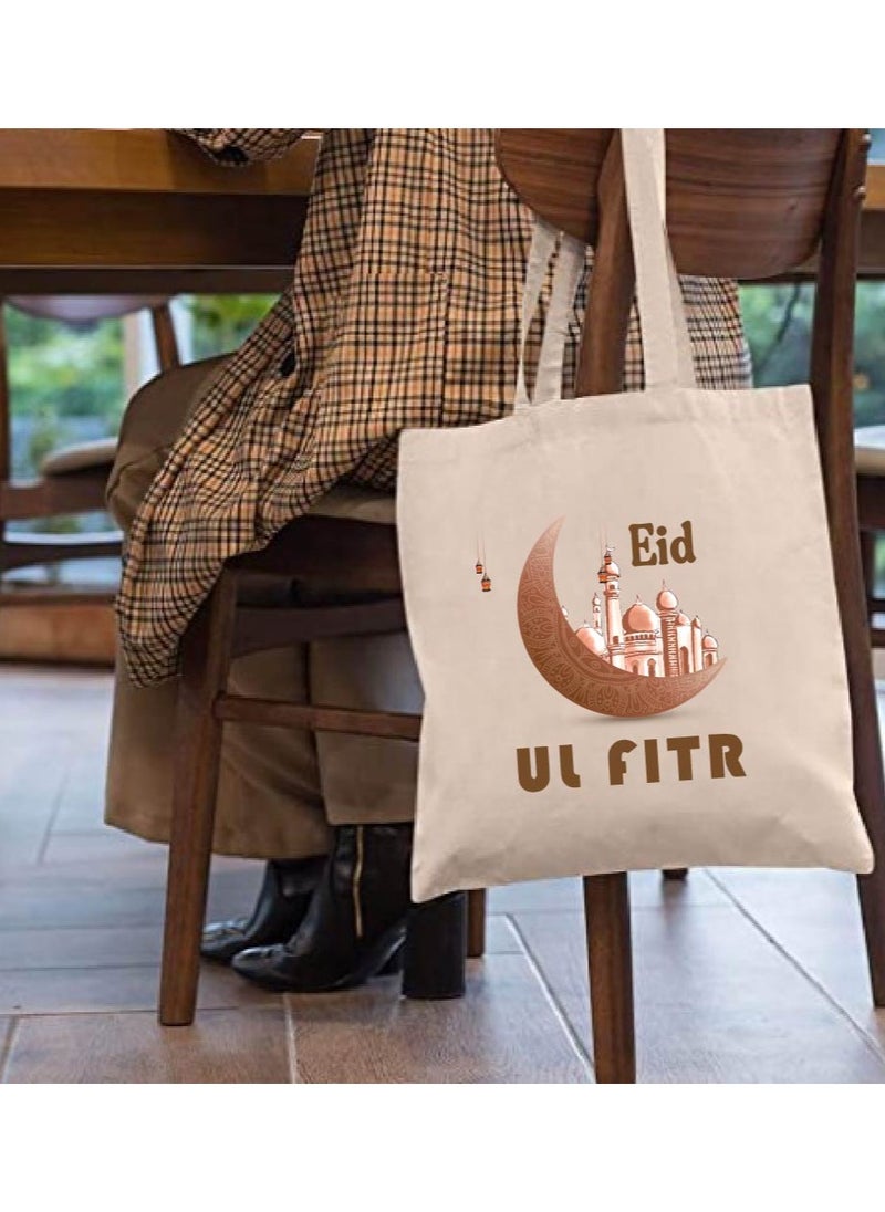 PRINTSHOP4ME - Eid Cotton Shopper Bag - Reusable and Eco-Friendly Canvas Tote Bag for Women - Gift for Eid - Perfect for Shopping and Everyday Use - Celebrate Eid in Style - Image 1