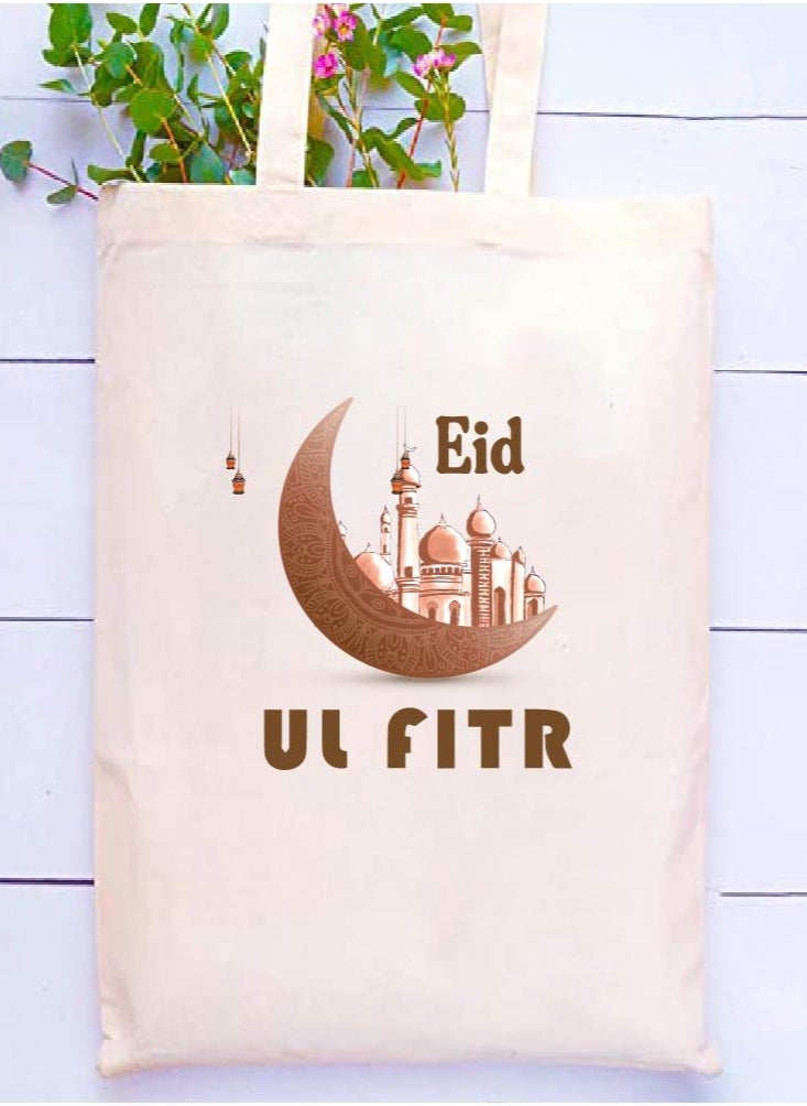 PRINTSHOP4ME - Eid Cotton Shopper Bag - Reusable and Eco-Friendly Canvas Tote Bag for Women - Gift for Eid - Perfect for Shopping and Everyday Use - Celebrate Eid in Style - Image 1