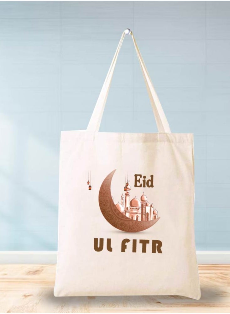 PRINTSHOP4ME - Eid Cotton Shopper Bag - Reusable and Eco-Friendly Canvas Tote Bag for Women - Gift for Eid - Perfect for Shopping and Everyday Use - Celebrate Eid in Style - Image 1