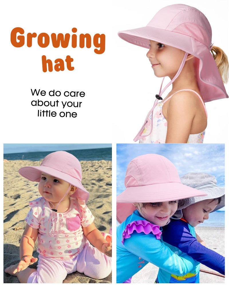 Camptrace Toddler Kids Sun Hats with Neck Flap UPF 50+ UV Protection Wide Rigid Brim Boys Girls Beach Swim Sunhat - Image 3