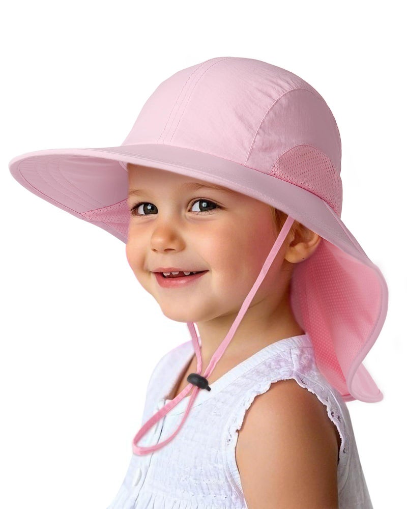 Camptrace Toddler Kids Sun Hats with Neck Flap UPF 50+ UV Protection Wide Rigid Brim Boys Girls Beach Swim Sunhat - Image 1