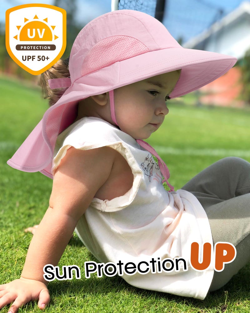 Camptrace Toddler Kids Sun Hats with Neck Flap UPF 50+ UV Protection Wide Rigid Brim Boys Girls Beach Swim Sunhat - Image 5