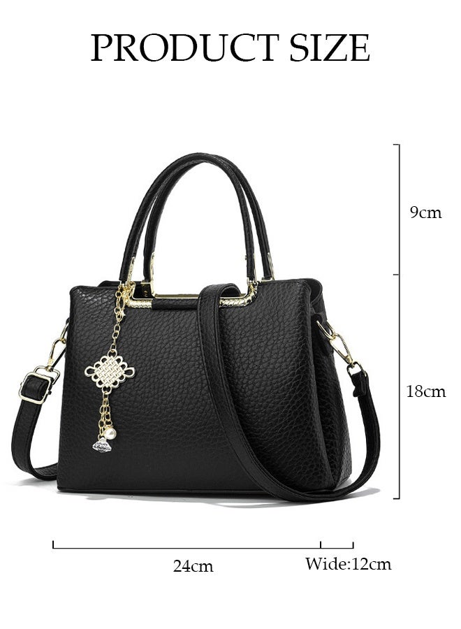 DUNISO Women's Shoulder Bag, Soft Leather Messenger Bag, Simple And Fashionable Handbag With Pendant, Adjustable Shoulder Strap, Suitable For Commuting, Travel, Shopping, Storage And Organization - Image 2