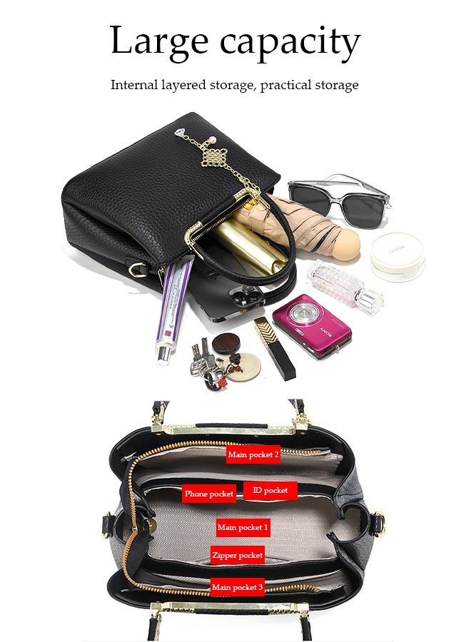 DUNISO Women's Shoulder Bag, Soft Leather Messenger Bag, Simple And Fashionable Handbag With Pendant, Adjustable Shoulder Strap, Suitable For Commuting, Travel, Shopping, Storage And Organization - Image 4