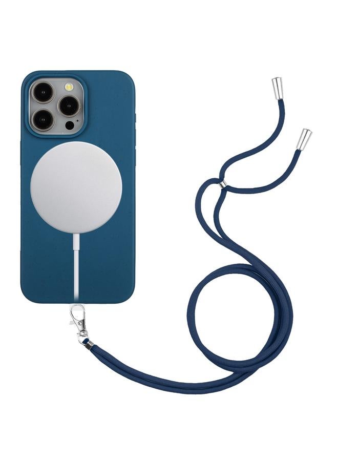 زبون جراب لهاتف iPhone 13 Pro Max مصنوع من مادة القش المغناطيسية MagSafe من القمح + جراب هاتف TPU مع حبل - Image 1