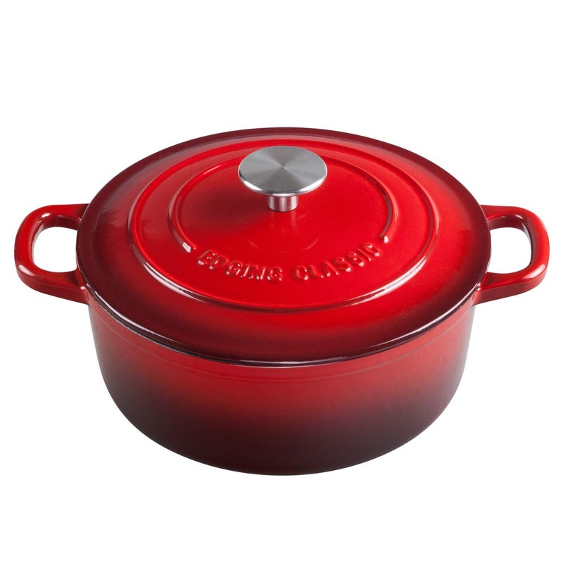 EDGING CASTING Enameled Cast Iron Dutch Oven, 5.5 Quart, Round Dutch Ovens Pot with Dual Handle for Bread Baking, Dutch Ovens with Lid, Bread Oven, Red - Image 1