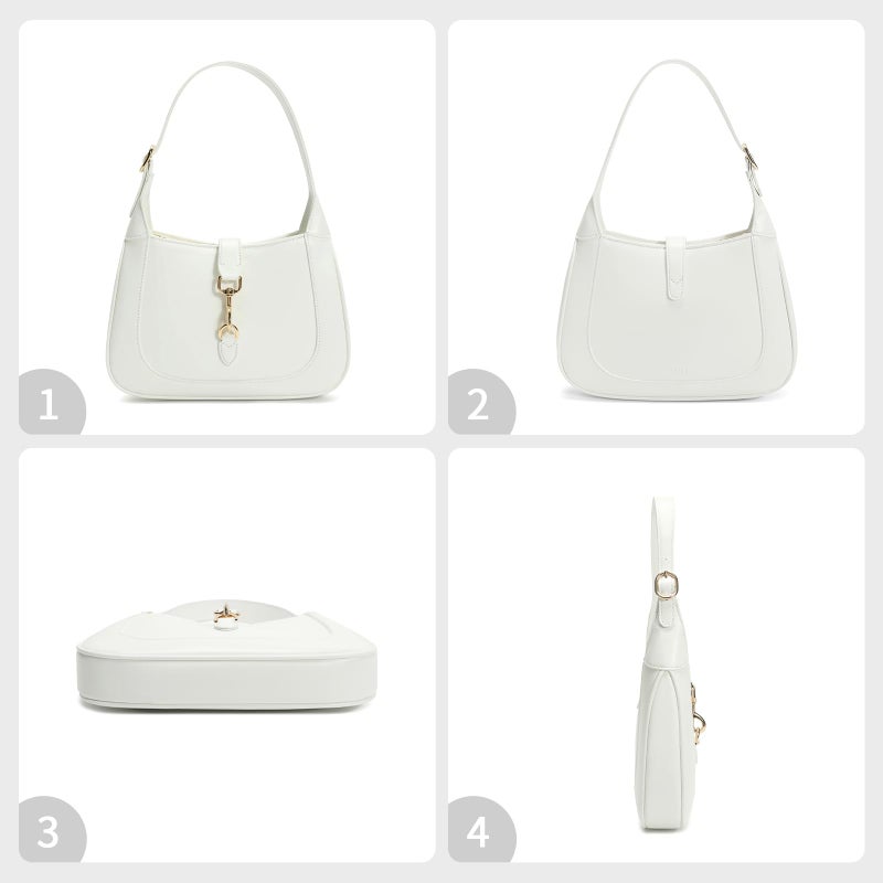 Keyli Shoulder Bag for Women Vegan Leather Shoulder Handbags Small Cute Hobo Purses trendy Top Handle Crossbody Bag with Adjustable Strap Cream White - Image 5