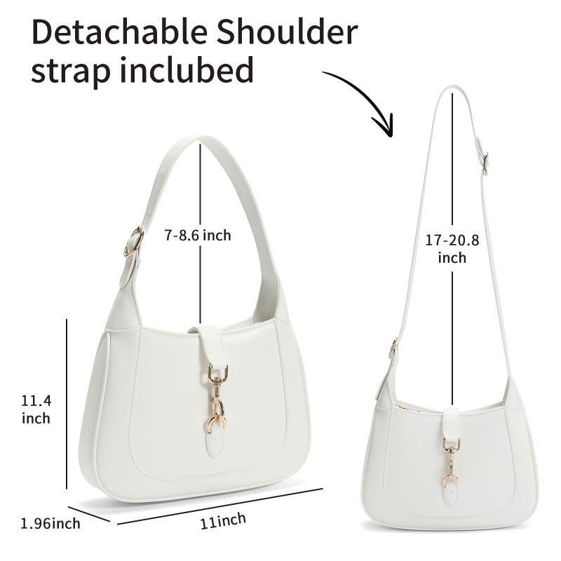Keyli Shoulder Bag for Women Vegan Leather Shoulder Handbags Small Cute Hobo Purses trendy Top Handle Crossbody Bag with Adjustable Strap Cream White - Image 4