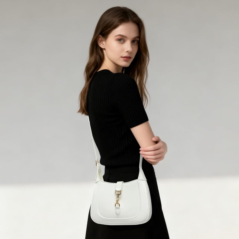 Keyli Shoulder Bag for Women Vegan Leather Shoulder Handbags Small Cute Hobo Purses trendy Top Handle Crossbody Bag with Adjustable Strap Cream White - Image 3