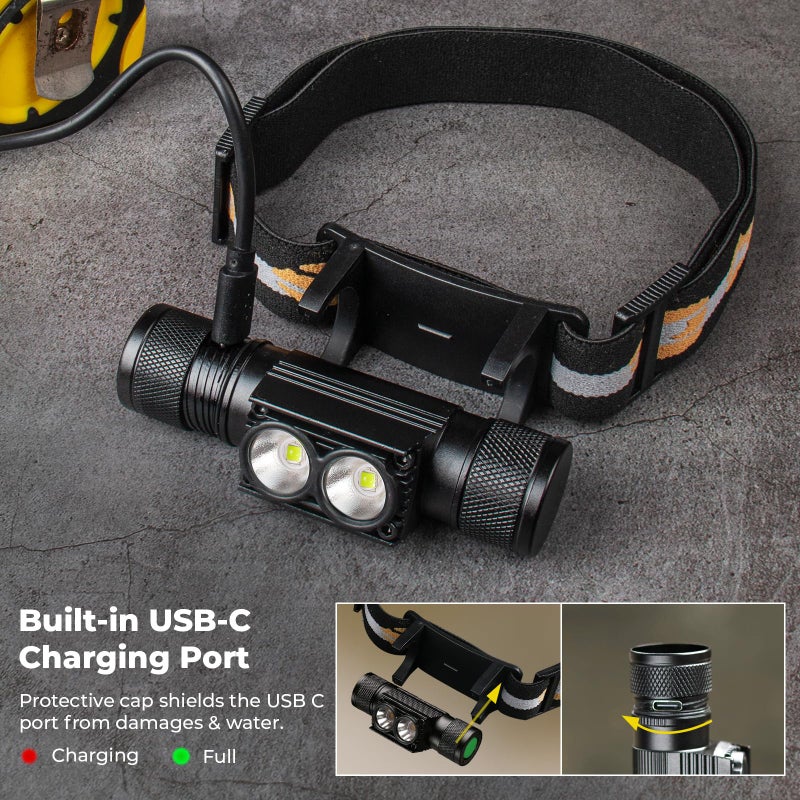 Sofirn sofirn Headlamp, 1200 Lumen Rechargeable Head Lamp with Bright SST40 LED, Waterproof, for Kids and Adults, for Camping, Running, Hiking, Emergency, Outdoor, Hard Hat  - Image 2