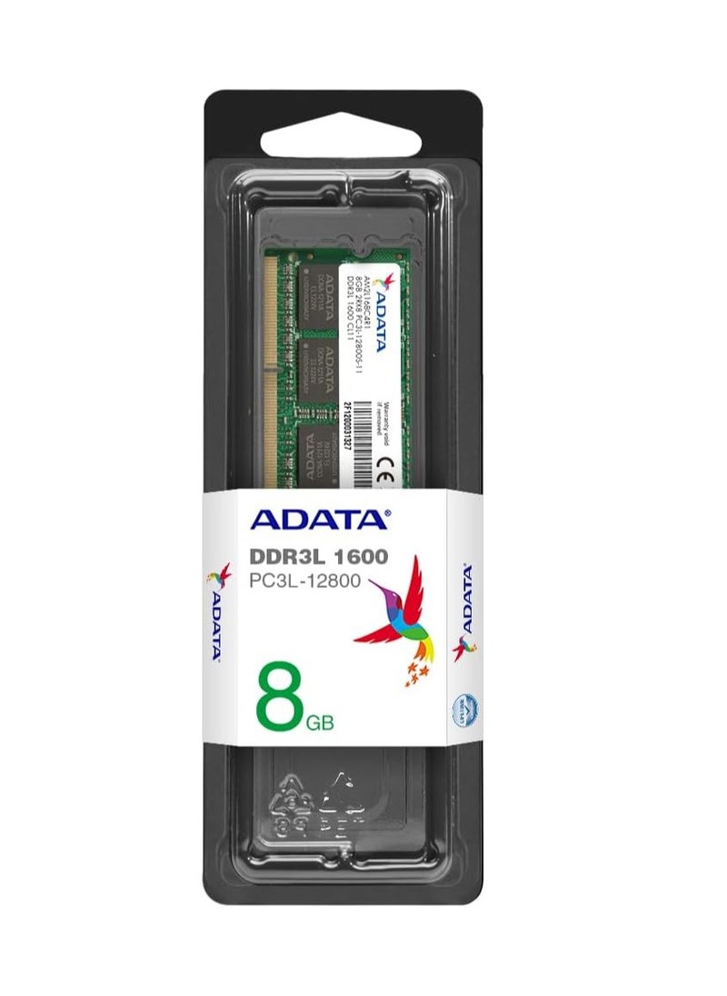 أداتا ذاكرة وصول عشوائي سوديم DDR3L من سلسلة بريميير بسعة 8GB وسرعة 1600MHz من اداتا (PC3L-12800)، ذاكرة بجهد منخفض وعدد 204 سن، طراز ADDS1600W8G11-S، سعة 0.0 GB 