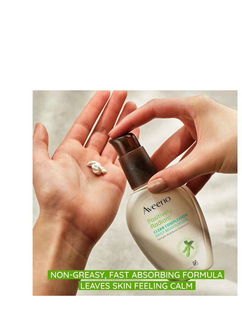 Aveeno Aveeno Positively Radiant Clear Complexion Face Moisturizer, Acne Facial Moisturizer with Soy and Salicylic Acid for Oily Skin, Hypoallergenic Formula, Paraben-Free, Non-Comedogenic, Pump, 4 FL OZ  - Image 4