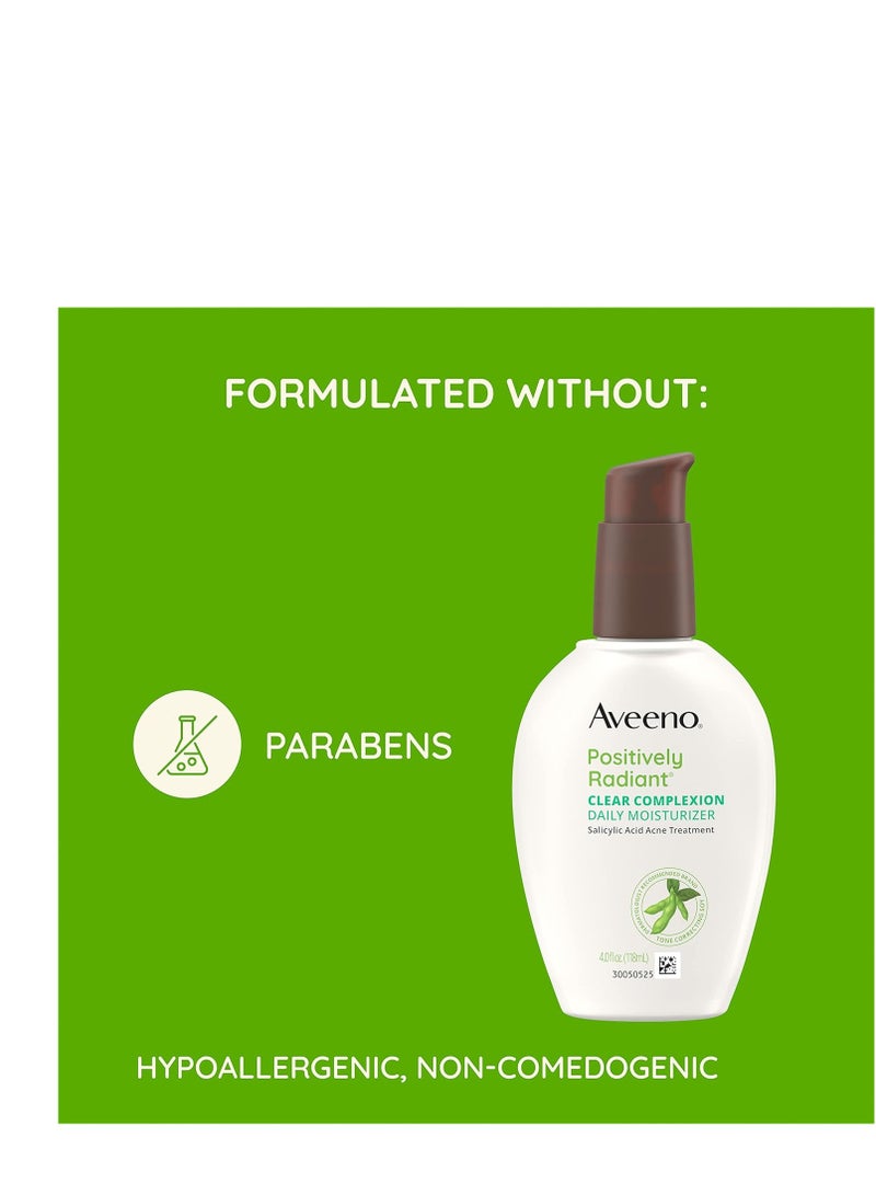 Aveeno Aveeno Positively Radiant Clear Complexion Face Moisturizer, Acne Facial Moisturizer with Soy and Salicylic Acid for Oily Skin, Hypoallergenic Formula, Paraben-Free, Non-Comedogenic, Pump, 4 FL OZ  - Image 3
