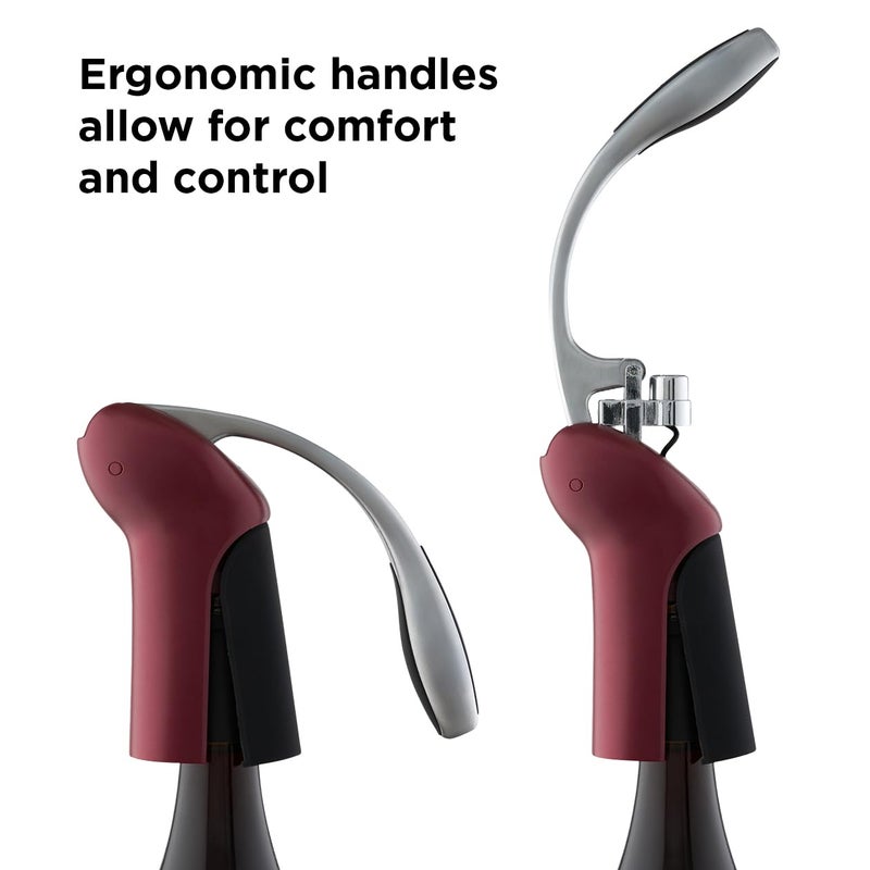 rabbit Rabbit Vertical Corkscrew Wine Opener, Easy One-Pull Design with Foil Cutter and Extra Spiral  - Image 4