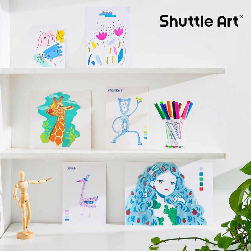 Shuttle Art 240 Pack Washable Super Tips Markers, 12 Assorted Colors Conical Tip Large Markers Bulk with a Box, Bonus Caps, Home Classroom School Supplies for Toddlers Kids Adults Students Teachers - Image 5