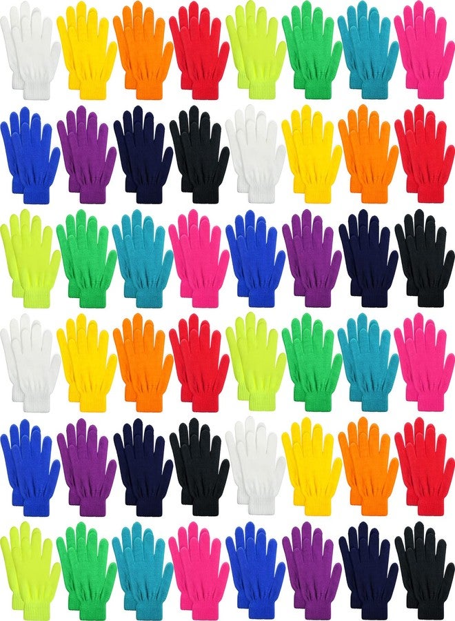 Kenning 72 Pairs Kids Winter Gloves Bulk Knitted Colorful Warm Stretchy Mittens for Boys Girls Operation Christmas(Bright Color) - Image 1