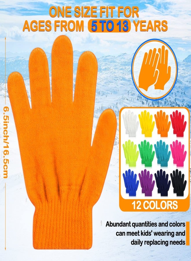Kenning 72 Pairs Kids Winter Gloves Bulk Knitted Colorful Warm Stretchy Mittens for Boys Girls Operation Christmas(Bright Color) - Image 2