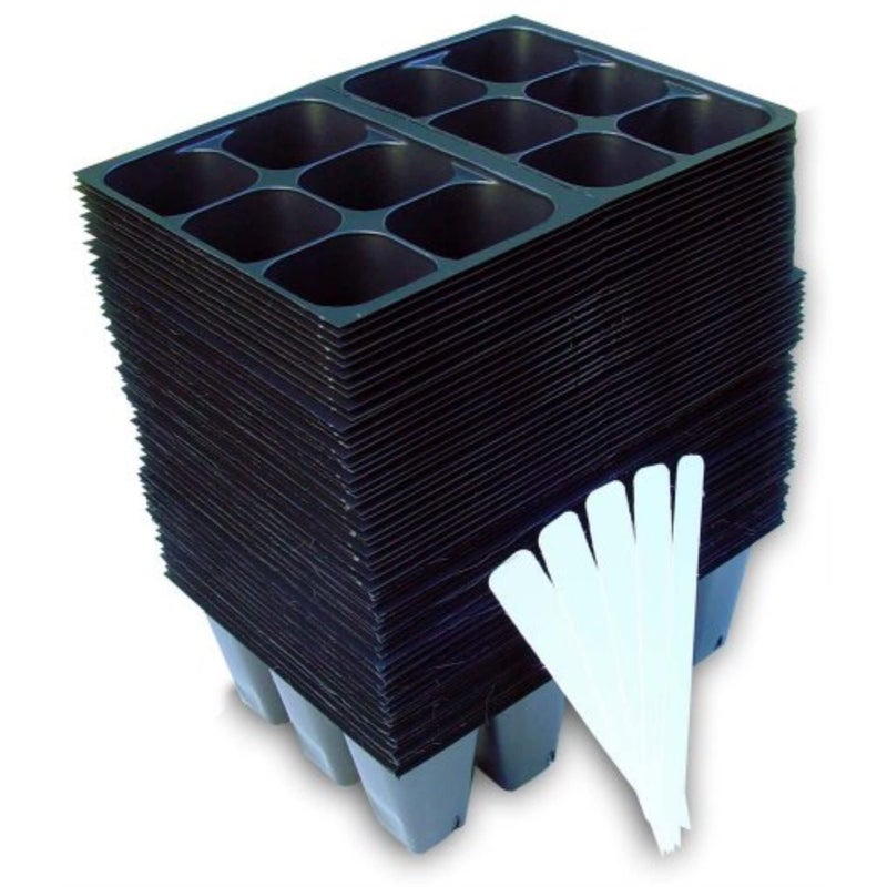 Industry Standard Grower's Supply Seedling Starter Trays 720 Cells 120 Trays 6cells Per Tray Plus 5 Plant Labels 
