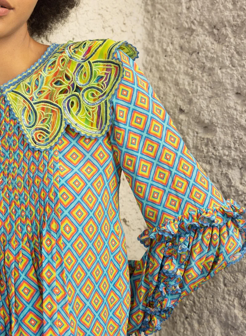 Bhanuni By Jyoti  LIME GREEN AND ARCTIC BLUE TOP for Women | Best Price UAE