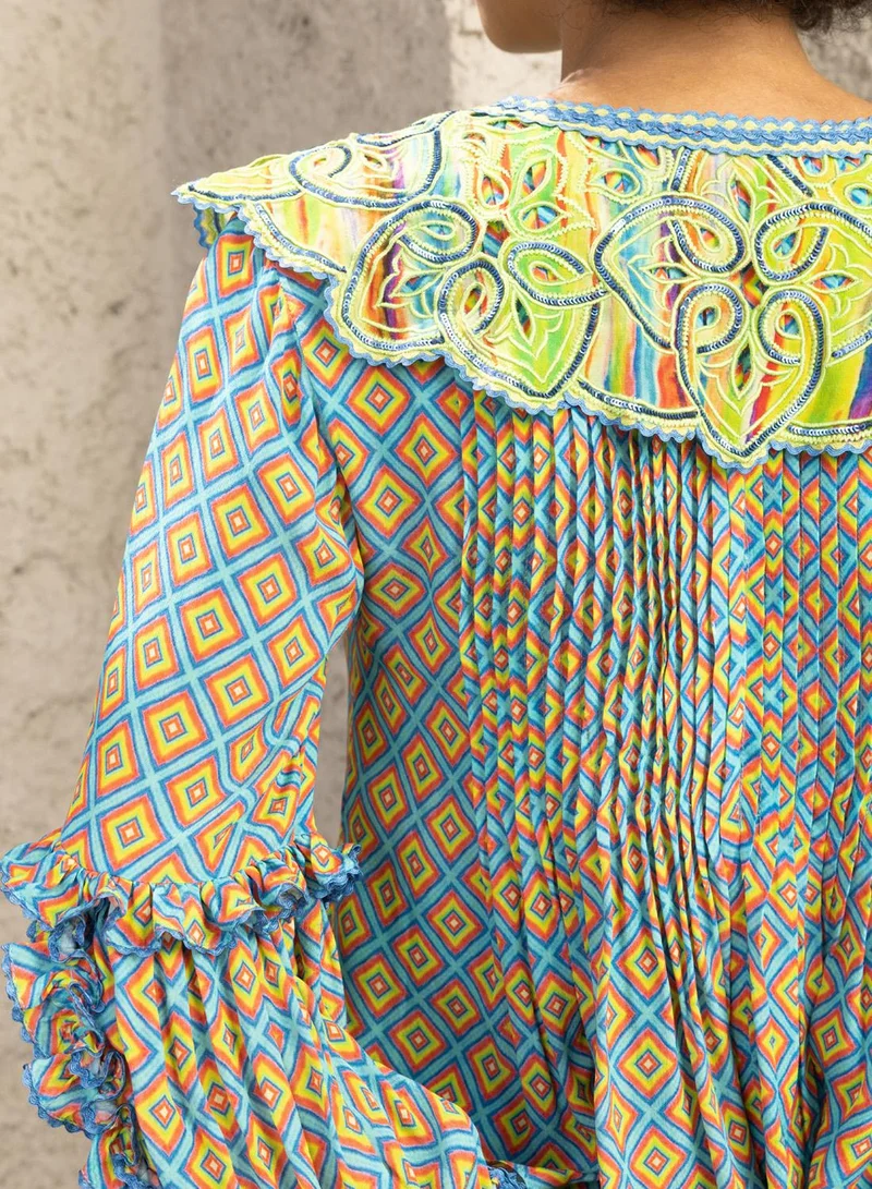 Bhanuni By Jyoti  LIME GREEN AND ARCTIC BLUE TOP for Women | Best Price UAE
