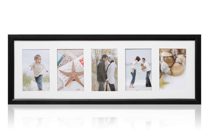 ARPAN MDF Multi Aperture Photo Picture Frame 3 5 or 6 Aperture 5 Aperture Black