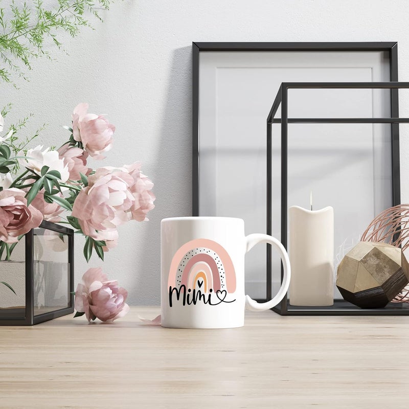 Wisedeal Funny Mimi Coffee Mug Novelty Christmas Birthday Gifts Mug for Women Nana Grandma Grandmother from Granddaughter or Grandson Rainbow Teacup Gifts Ceramic White 11 Oz - Image 3