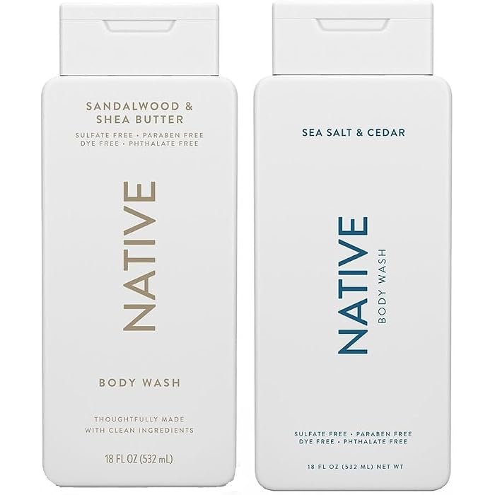 Native Body Wash 2-Pack: Sandalwood & Shea Butter + Sea Salt & Cedar (18 fl oz each)
