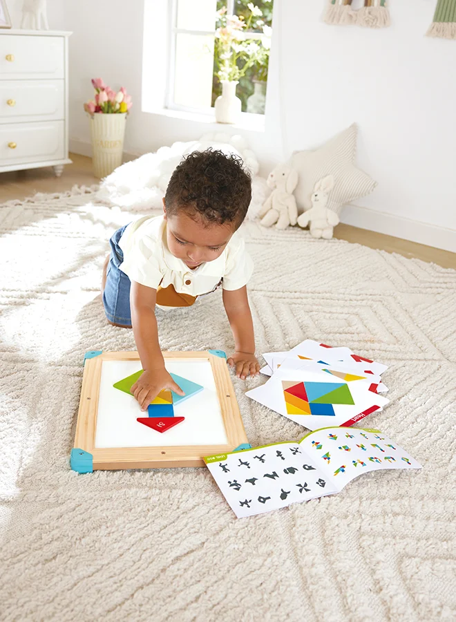 هيب HAPE Space Maze & Tangram Board – 2-in-1 Magnetic Maze and Wooden Tangram Puzzle with Drawing Board, Educational Learning Toy for Toddlers 18M+, Fine Motor Skills & Creativity