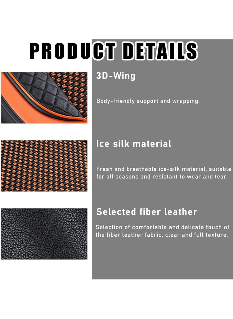 Car Seat Bottom Cover Pad, 24.421.7 Leather Vehicle Seat Protector Mat with Pocket, Auto Front Seat Button Cushion Pad, Universal Interior Decor Car Accessories (Knitting, Black+Orange) - Image 3