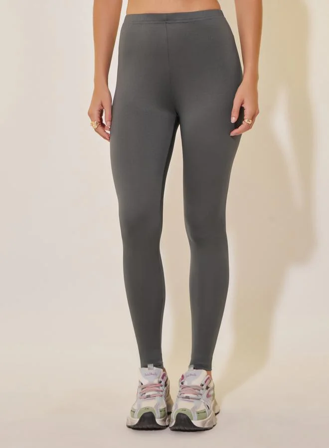 Take Two Solid Grey Plain Leggings