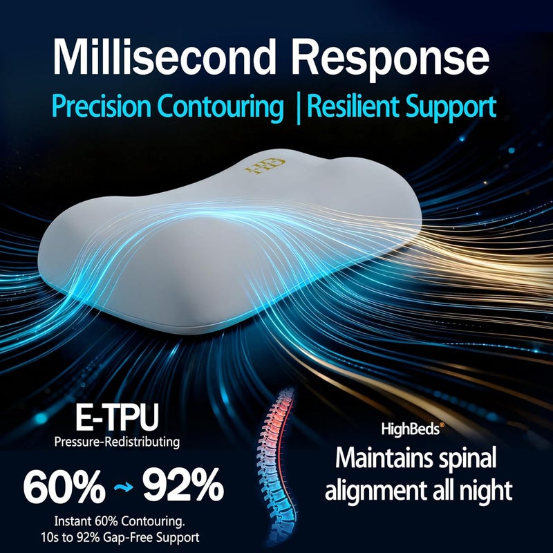 HighBeds Cervical Neck Pillow for Neck Pain Relief- Memory Foam Pillow for Side and Back Sleepers, BASF Support with Ergonomic Pillow - Image 4