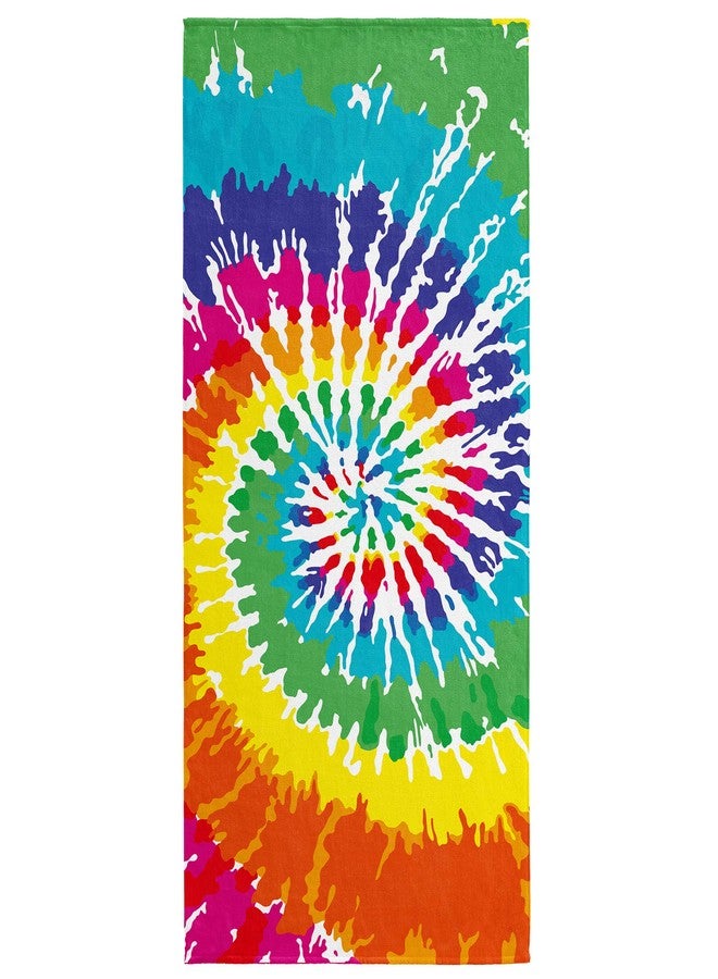 Softerry Tie Dye Beach Towel 30 x 60 inches 100% Cotton Velour Rainbow Hippie Colors Printed (Rainbow, 30" x 60") - Image 2