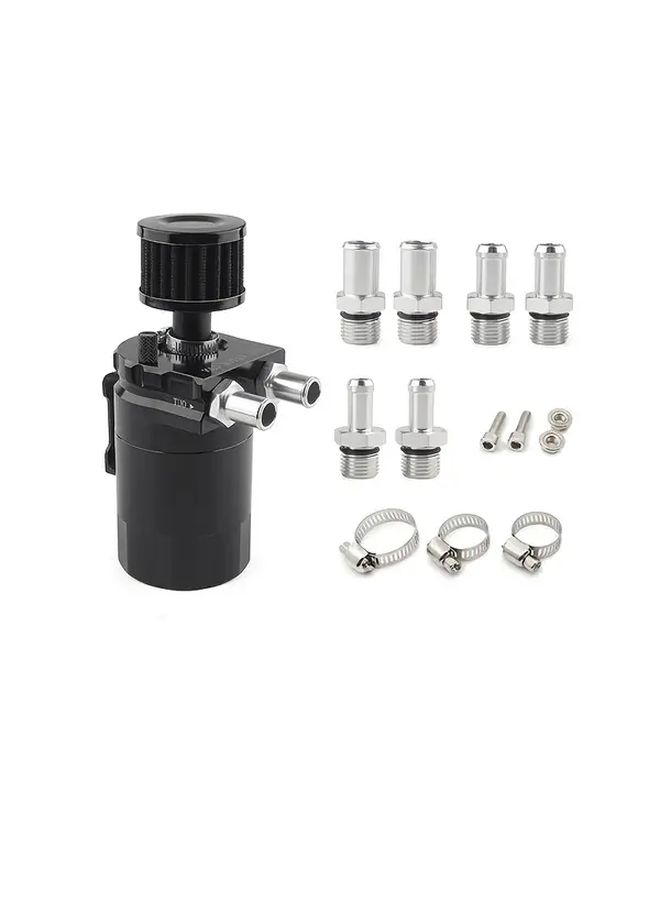 High Performance Aluminum Alloy Black Oil Vent Pot With Empty Filter For Cars Red Metal Oil Reservoir Multiple Outlets Adjustable Hose Clamp Replacement Parts - Image 3