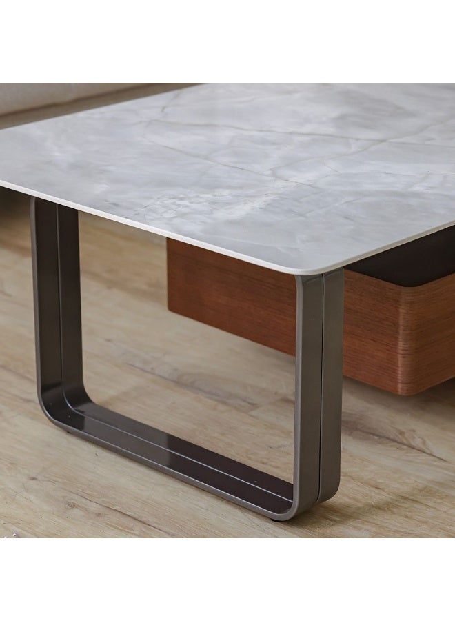 DANUBE HOME Dustin Coffee Table With Drawer Multifunctional Living Room Table Space Saving Center Table Modern Design Furniture For Home Living Room - Little Grey/Gunmetal Black - Image 4
