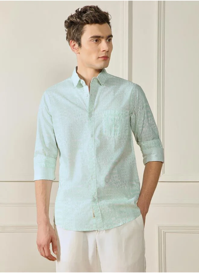 Dennis Lingo Paisley Print Cotton Slub Casual Shirt by Styli
