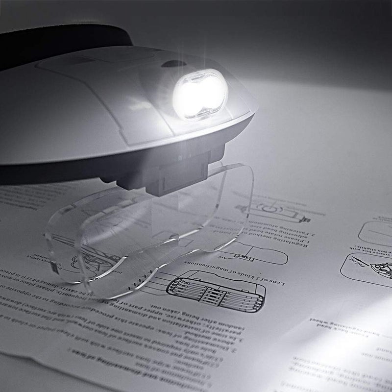 AZFUNN عدسة مكبرة AZFUNN 1X إلى 6X مع حزام رأس، عدسة مكبرة مثبتة على الرأس مع ضوء LED للعمل القريب، عدسة مجوهرات، تمديد الرموش، إصلاح الساعات، قراءة - Image 4