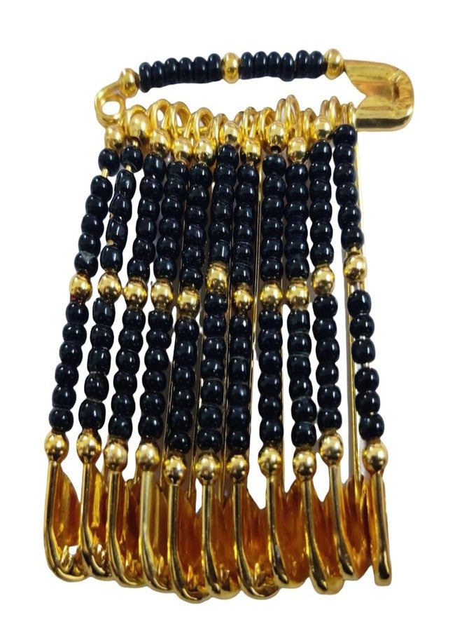 Talora Black Pearl Women Safety Pins Saree pins Hijab Pin Brooch Latest Stylish Ladies Sadi Pins Decorative Set of 12 - Image 3