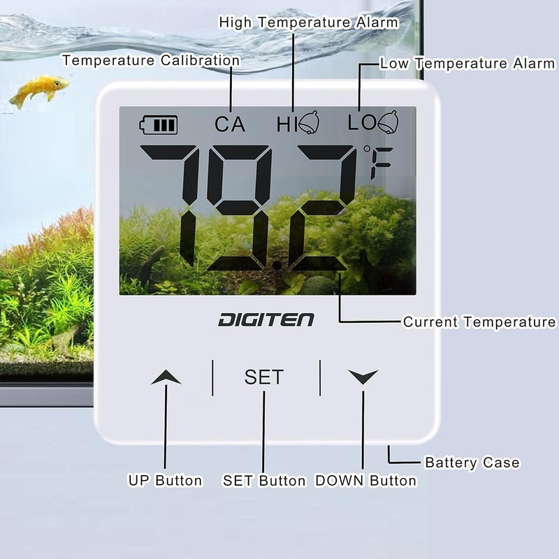 SENSTREE Digital Aquarium Thermometer, Fish Tank Thermometer with Large LCD Display, Stick-on Tank Temp Sensor Ensures Accurate Reading, No Wires C/F Switch - Image 2
