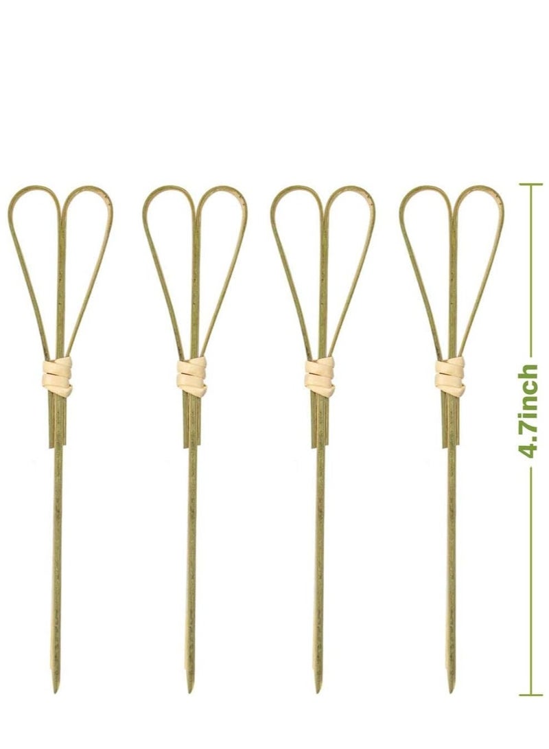 Cocktail Sticks Toothpicks Party Supplies Bamboo Picks Knot Skewers Toothpicks Sticks Decorative Appetizers BBQ 100 Count (Heart Shaped) - Image 2