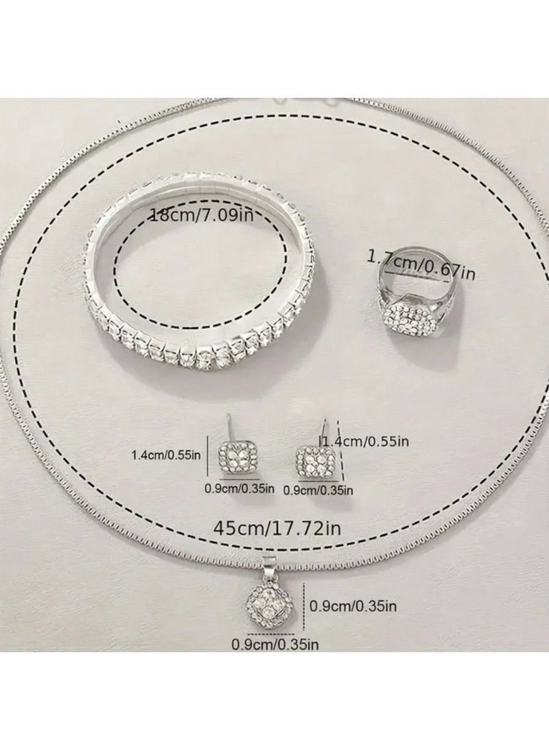6-Piece Luxury Women’s Jewelry & Watch Set (Quartz Watch, Necklace, Earrings, Ring, Bracelet & Accessories) With Rhinestone Accents - Image 3