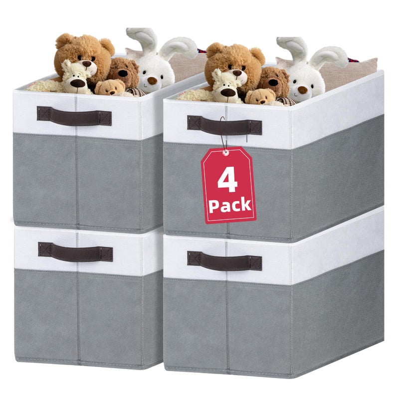 Criusia Extra Large Storage Bins 4 Pack - 16x12in Closet Organizers and Storage Baskets for Organizing Clothes Toy Blanket - Fabric Storage Cubes Containers for Shelves - All Room Organization - Image 1