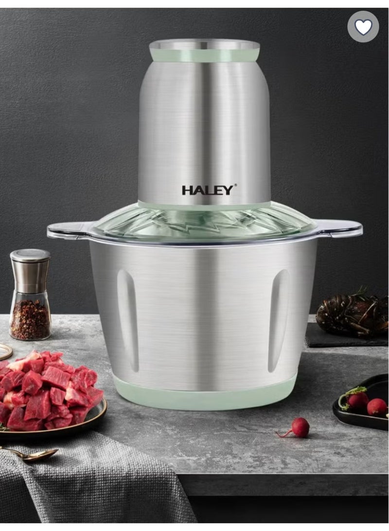 Haley مفرمة طعام HY-1238 بقوة 500 واط - مزودة بوعاء من الفولاذ المقاوم للصدأ سعة 3 لترات لتقطيع الطعام بكفاءة - Image 1