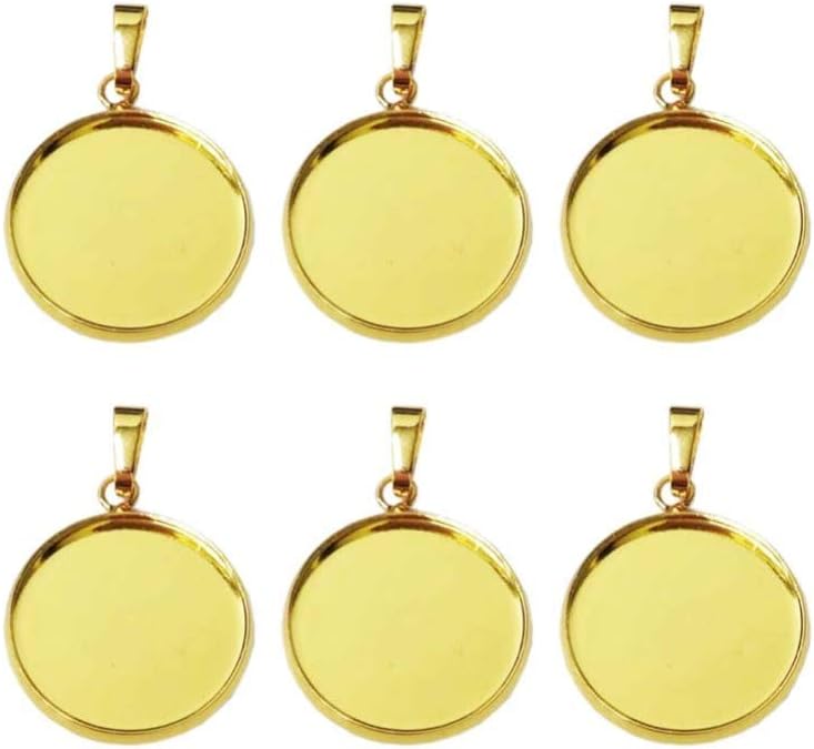 comfrt 20pcs Pendant Trays Kit Round Bezel Blanks Trays Pendant Cabochon Settings for DIY Crafting Photo Jewelry Making Gold 14mm - Image 1
