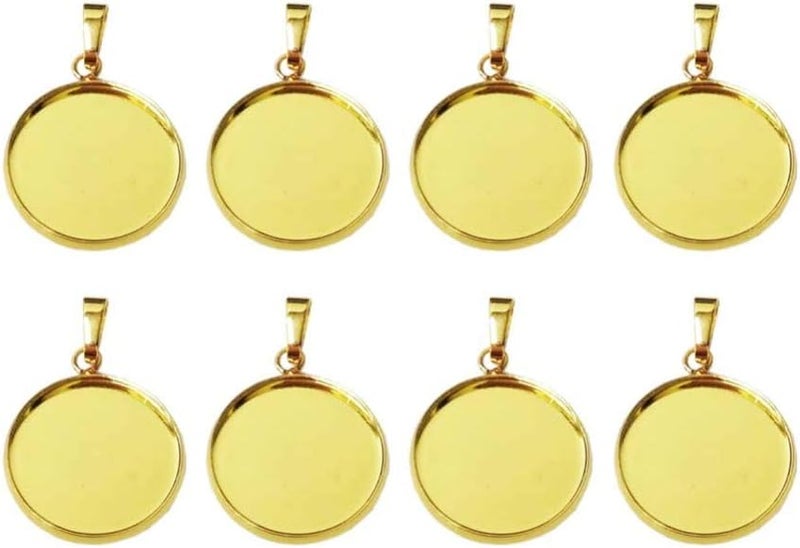 comfrt 20pcs Pendant Trays Kit Round Bezel Blanks Trays Pendant Cabochon Settings for DIY Crafting Photo Jewelry Making Gold 14mm - Image 3