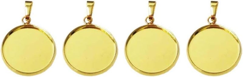 comfrt 20pcs Pendant Trays Kit Round Bezel Blanks Trays Pendant Cabochon Settings for DIY Crafting Photo Jewelry Making Gold 14mm - Image 5